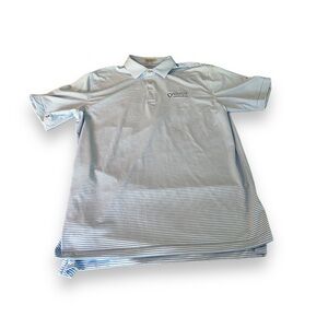 Peter Millar Summer Comfort Men’s Size Large Polo Shirt Blue Striped Golf Logo